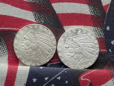 1/4th Oz. Each .999 FINE SILVER  Indian Head Half Eagle Designed Round (2 PCS)