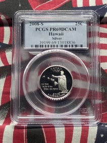 2008-S Hawaii 90% Silver Washington Quarter, PCGS PR69DCAM