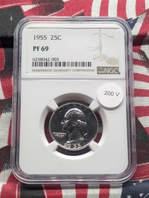 1955 Washington Quarter, NGC PF 69 - 90% Silver