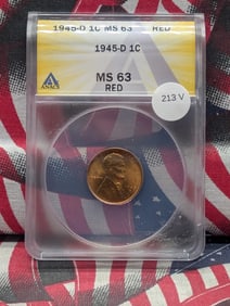 1945-D Lincoln Wheat Cent, ANACS MS 63