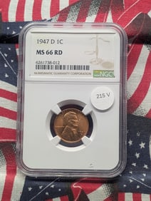 1947-D Lincoln Wheat Cent, NGC MS 66 RD