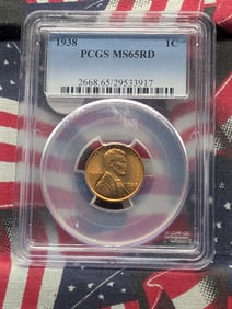 1938 Lincoln Wheat Cent, PCGS MS65RD