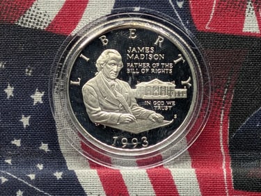 1993-S James Madison 90% Silver Proof Commemorative Half Dollar Coin