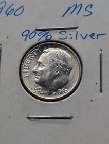1960-D Roosevelt Dime, 90% Silver, MS