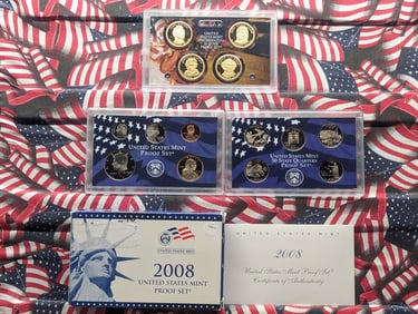 2008-S U.S. Mint Proof Set In OGP With COA, 14 Coins, Includes Presidential Dollars, State Quarters,