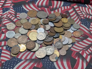 Approximately One Pound Of Mixed Foreign Coins