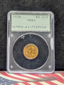 1926 Indian Head $2.50 .900 GOLD Quarter Eagle - PCGS MS61