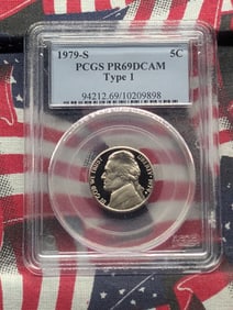 1979-S PROOF Type 1 Jefferson Nickel - PCGS PR69 DCAM