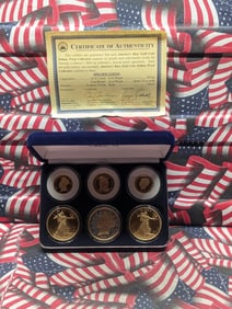 24k Gold LAYERED America's Rare Gold Coin Tribute Proof Collection in Capsules & Display Box w/ COA