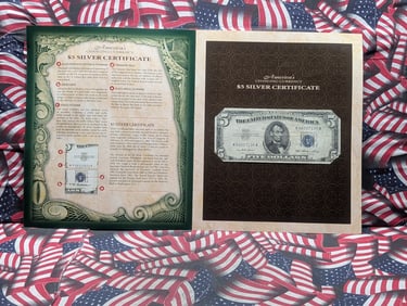 America's Changing Currency - 1953 Series $5.00 Silver Certificate in Display w/ COA