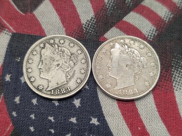 Two 1883 Liberty Head V-Nickels w/ No Cents