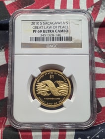 2010-S PROOF Sacagawea Great Law of Peace Dollar - NGC PF69 ULTRA CAMEO