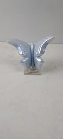 Vintage Fenton Frosted Satin Glass Butterfly Figurine on Stand