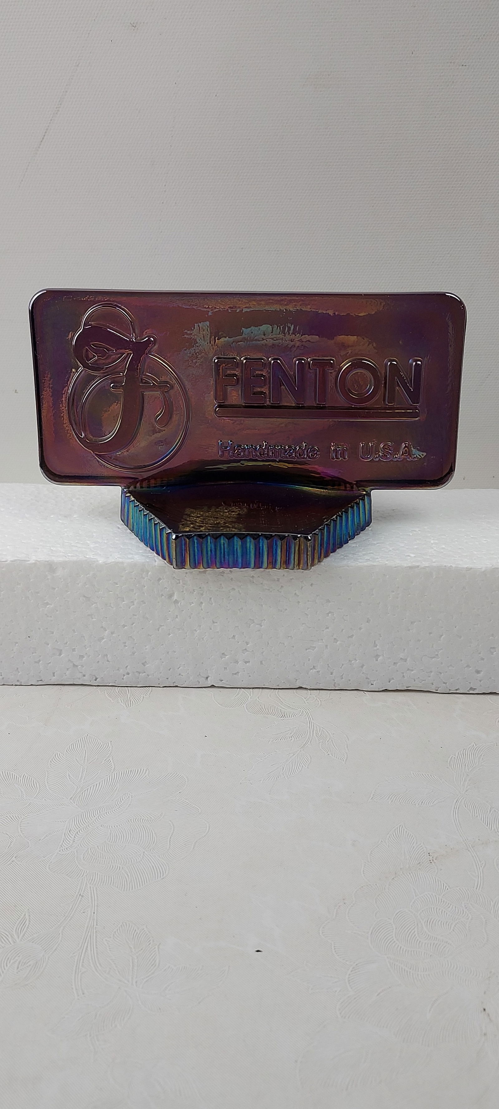Fenton Art Glass Iridescent Carnival Glass Dealer Logo Sign (1 of 3)