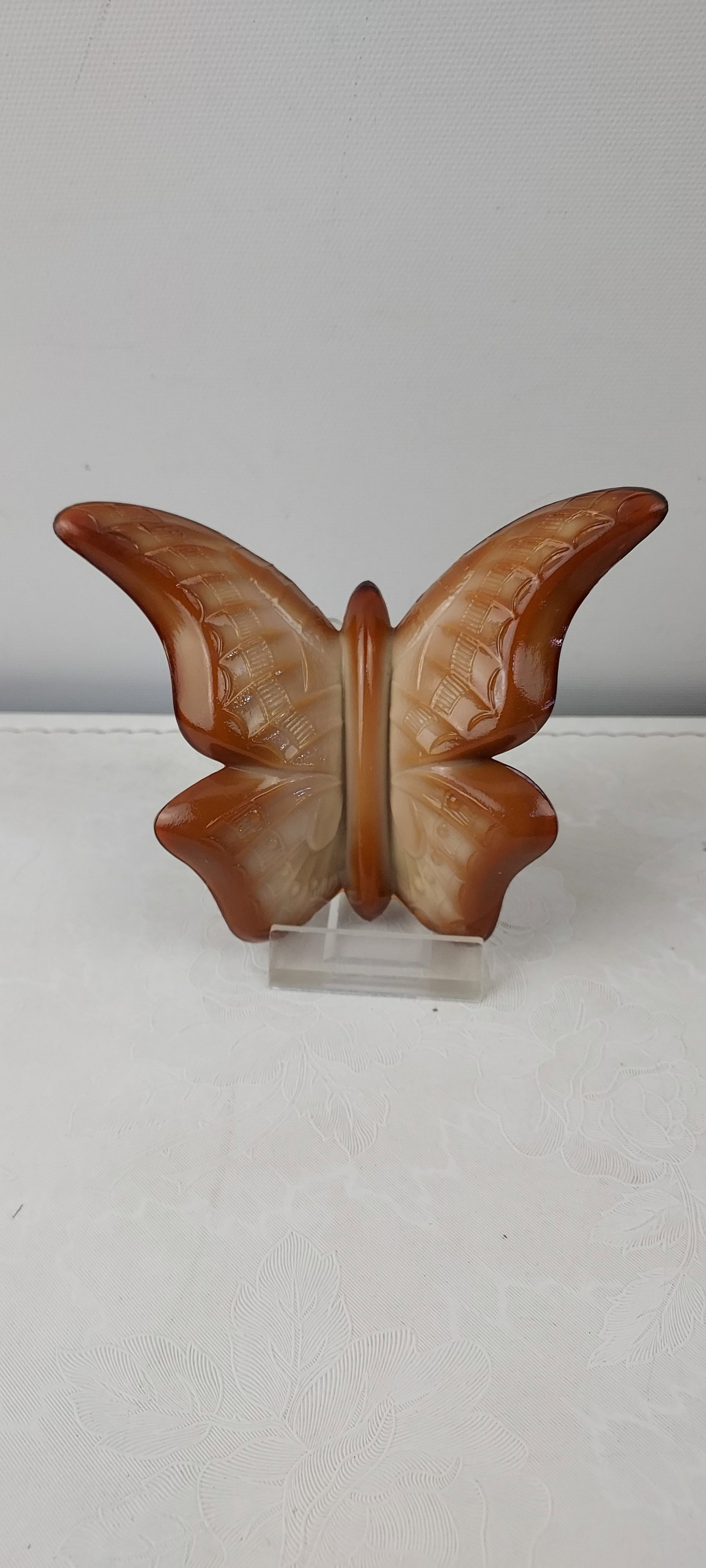 Fenton Art Glass Chocolate Slag Hand Crafted Butterfly Figurine (1 of 3)