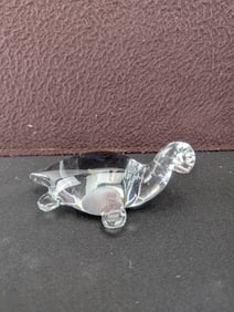 Clear Art Glass Turtle Figurine Paperweight