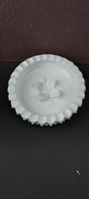 Vintage Fenton White Hobnail Milk Glass Dogwood Ashtray Trinket Dish