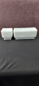 A Lot of Two Vintage Fenton Hobnail Milk Glass Rectangular and Square Planters