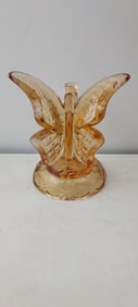 Vintage 1980s Fenton Candleglow Yellow Butterfly on a Branch Ring Holder
