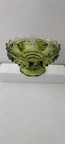 Vintage Fenton Colonial Green Hobnail Pedestal 6 Candle Holder