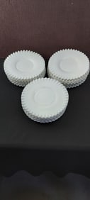 A Lot of Twelve (12) Fenton Hobnail Milk Glass Ruffled Edge Plates