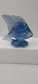 Fenton Blue Carnival Glass Sunfish Figurine