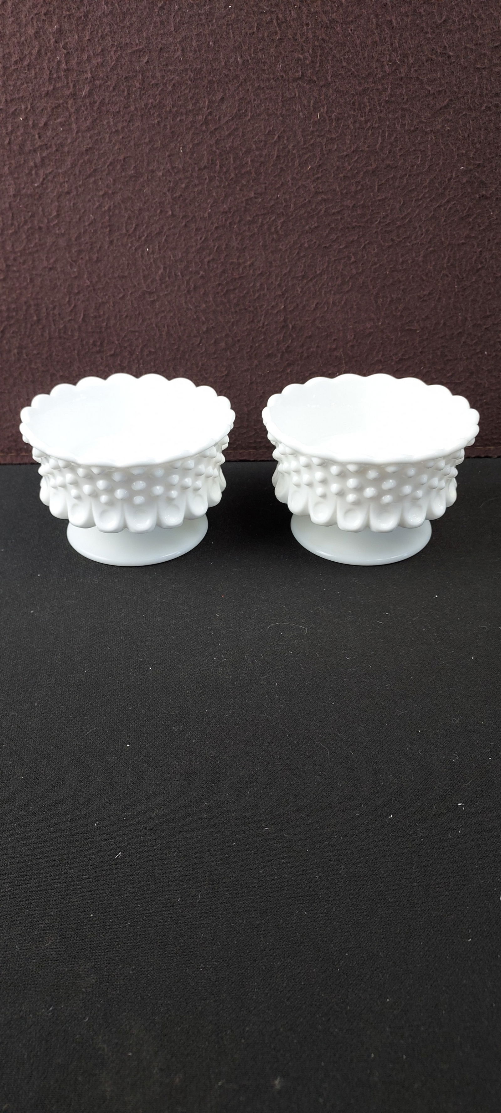 Vintage Fenton Hobnail Milk Glass Footed Candleholders, A Pair (1 of 6)