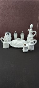 A Collection of Fenton Hobnail Milk Glass (8 Pieces)