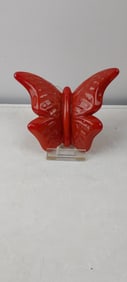Fenton Mandarin Red Slag Glass FAGCA Butterfly Figurine