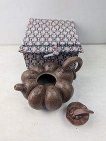 Chinese Yixing Zisha Clay Pumpkin Teapot