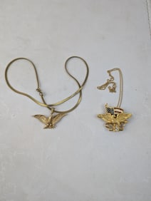 A Lot of Vintage Gold-Tone Eagle Jewelry, including a CORO Brooch/Necklace