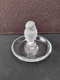 Lalique France Crystal Owl Pin Tray #10710