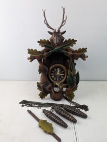 Vintage West German Schmeckenbecher Hunting Theme Cuckoo Clock