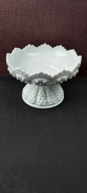 Vintage Fenton Hobnail Milk Glass Candle Holder Bowl
