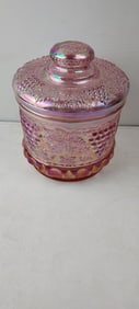 Fenton Ruby Red Carnival Glass Grape & Cable Tobacco Jar