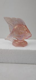 Lalique Art Glass Crystal Fish Sculpture, Pink Iridescent