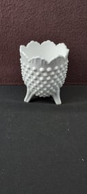 Vintage Fenton Milk Glass Hobnail Egg Shaped Three-Footed Vase