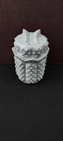 Vintage Fenton White Milk Glass Hobnail Butterfly Lid Candy Jar