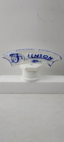 Vintage American White and Blue Ceramic Decorative Finial / Crest, Marked 'UNION U.S.A.'