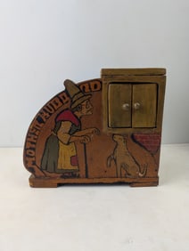 Vintage Hand-Painted Wooden Mother Hubbard Money Box