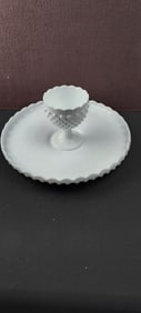 Vintage Fenton Hobnail Milk Glass Chip and Dip Set