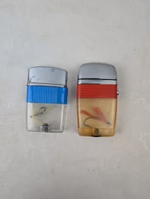Vintage Scripto VU Lighter Style Fly Fishing Lure Fluid Lighters, A Pair