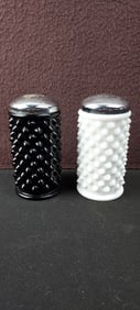 Vintage Fenton Hobnail Black & Milk Glass Salt & Pepper Shakers