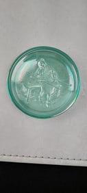 Vintage Spirit of '76 Green Carnival Glass Coaster