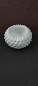 Fenton Hobnail Milk Glass Ruffled Edge Bowl