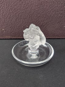 Lalique French Crystal Roxane Ring Holder Pin Dish