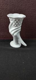 Fenton Milk Glass Hobnail Hand Vase