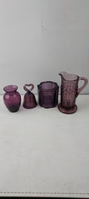 A Lot of Vintage Amethyst Pressed Glass Decorative Items, including Imperial Glass 'Pointed Jewels'