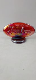Fenton Art Glass Red Carnival Oval Dealer Logo Display Sign