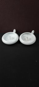 A Pair of Vintage Fenton White Milk Glass Hurricane Finger Lamp Bases